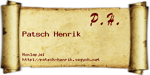 Patsch Henrik névjegykártya